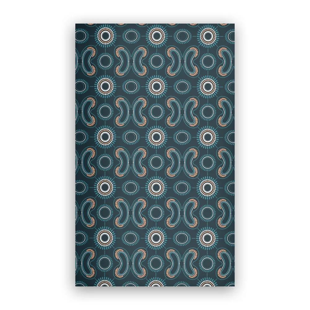 Aboriginal Dot Painting Carpet Rug Boomerang Pattren Navy Blue