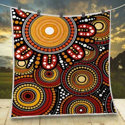 Aboriginal Dot Painting Quilt Campsite Red Brown