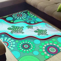 Aboriginal Dot Painting Carpet Rug Turtle Dot Jade Green