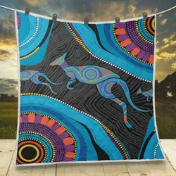 Aboriginal Rarrk Quilt Kangaroo Symbol Blue