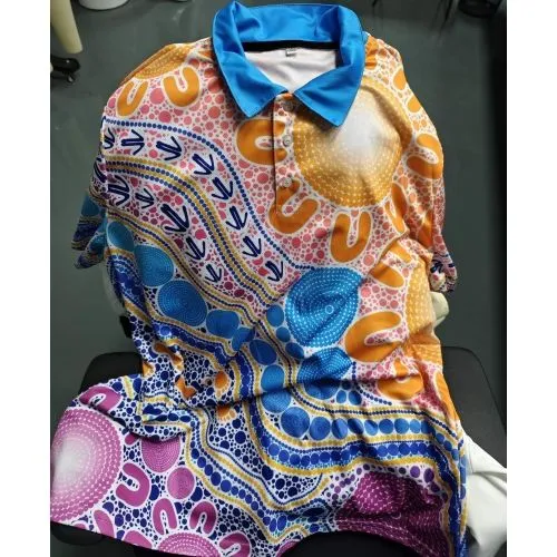 Aboriginal Dot Painting Women Polo Shirt Waterhole Pastel Urban