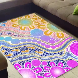 Aboriginal Dot Painting Carpet Rug Waterhole Pastel Urban