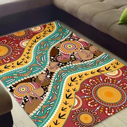 Aboriginal Dot Painting Carpet Rug Hunting Emu
