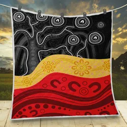 Aboriginal Dot Painting Quilt Tree And Mountain Black Red
