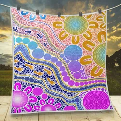 Aboriginal Dot Painting Quilt Waterhole Pastel Urban
