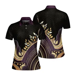 Aboriginal Dot Painting Women Polo Shirt Running Waterhole Purple Urban