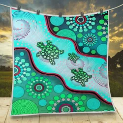 Aboriginal Dot Painting Quilt Turtle Dot Jade Green