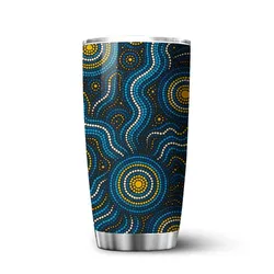 Aboriginal Dot Painting Tumbler Running Water Royal Blue