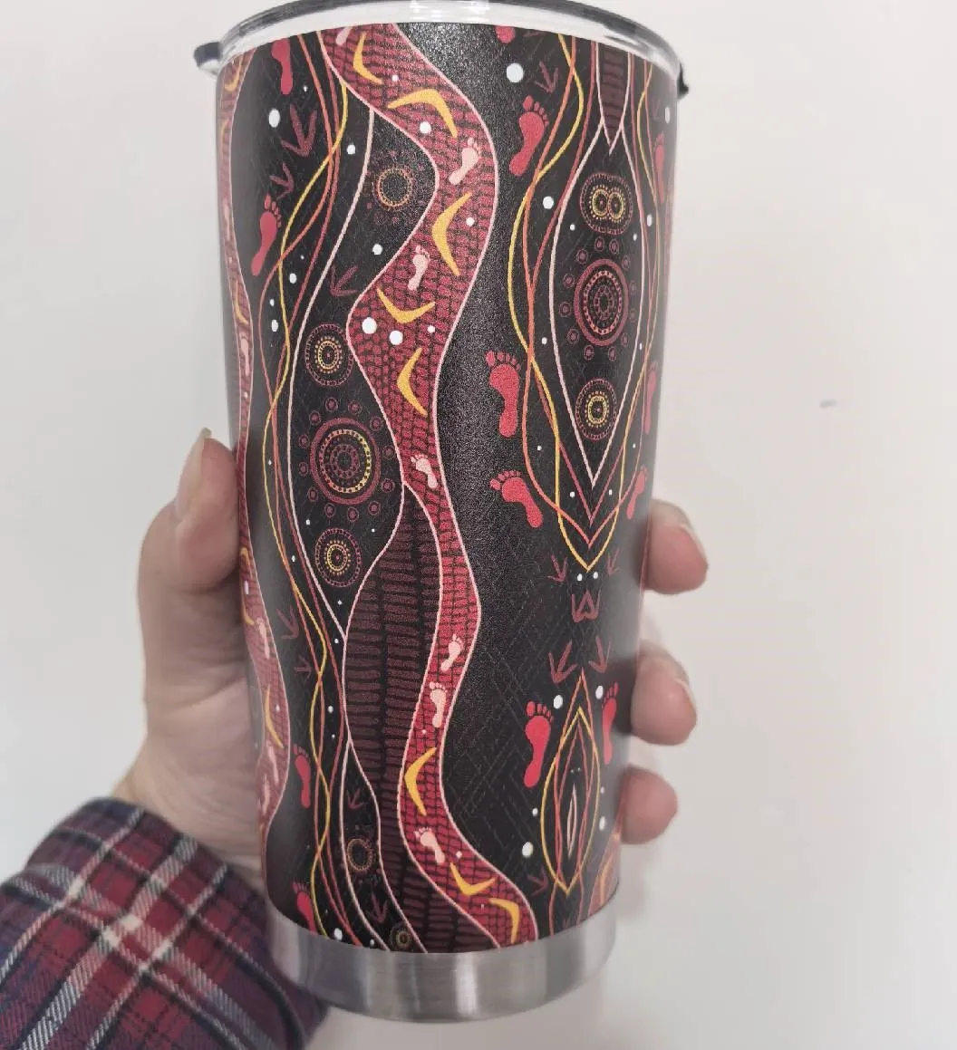Aboriginal Rarrk Tumbler Hunting Emu Red