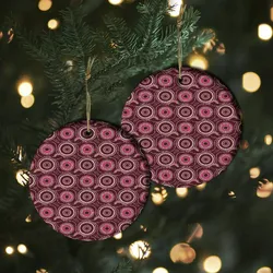 Aboriginal Dot Painting Ornament Waterhole Pattern Neon Pink Urban Ceramic Ornament