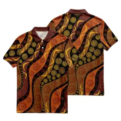 Aboriginal Dot Painting Polo Shirt Campsite Earthy Orange