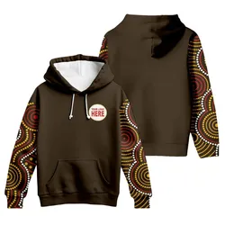 Aboriginal Dot Painting Custom Logo Hoodie Waterhole Brown Zip Up Hoodie