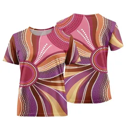 Aboriginal Dot Painting Women T-Shirt Waterpath Magenta