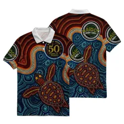 Aboriginal Dot Painting Polo Shirt Green Sea Turtle NaiDoc Festival 2026