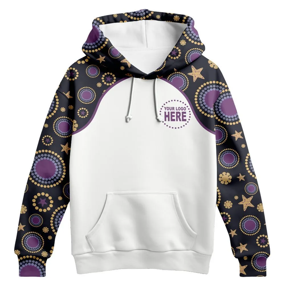 Aboriginal Dot Painting Custom Logo Hoodie Ocean Spirits Blue Purple Urban Zip Up Hoodie