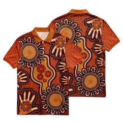 Aboriginal Dot Painting Polo Shirt Hand Prints Red