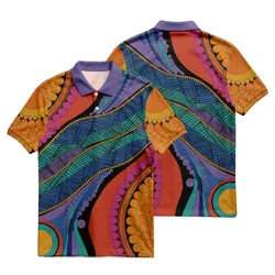 Aboriginal Rarrk Polo Shirt Waterhole Running Water