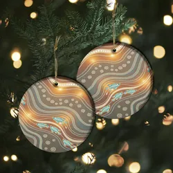 Aboriginal Dot Painting Ornament Fish Rarrk Ceramic Ornament