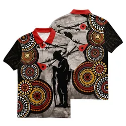 Lest We Forget Polo Shirt Aboriginal Soldier Barbed Wire