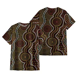 Aboriginal Dot Painting T-Shirt Waterhole Red And Yellow