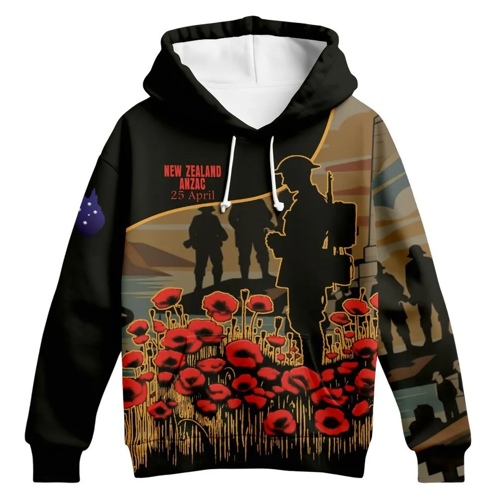 Lest We Forget Hoodie New Zealand Remembrance 25 April Zip Up Hoodie