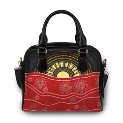 Aboriginal Dot Painting Shoulder Handbag Sunset Black Red