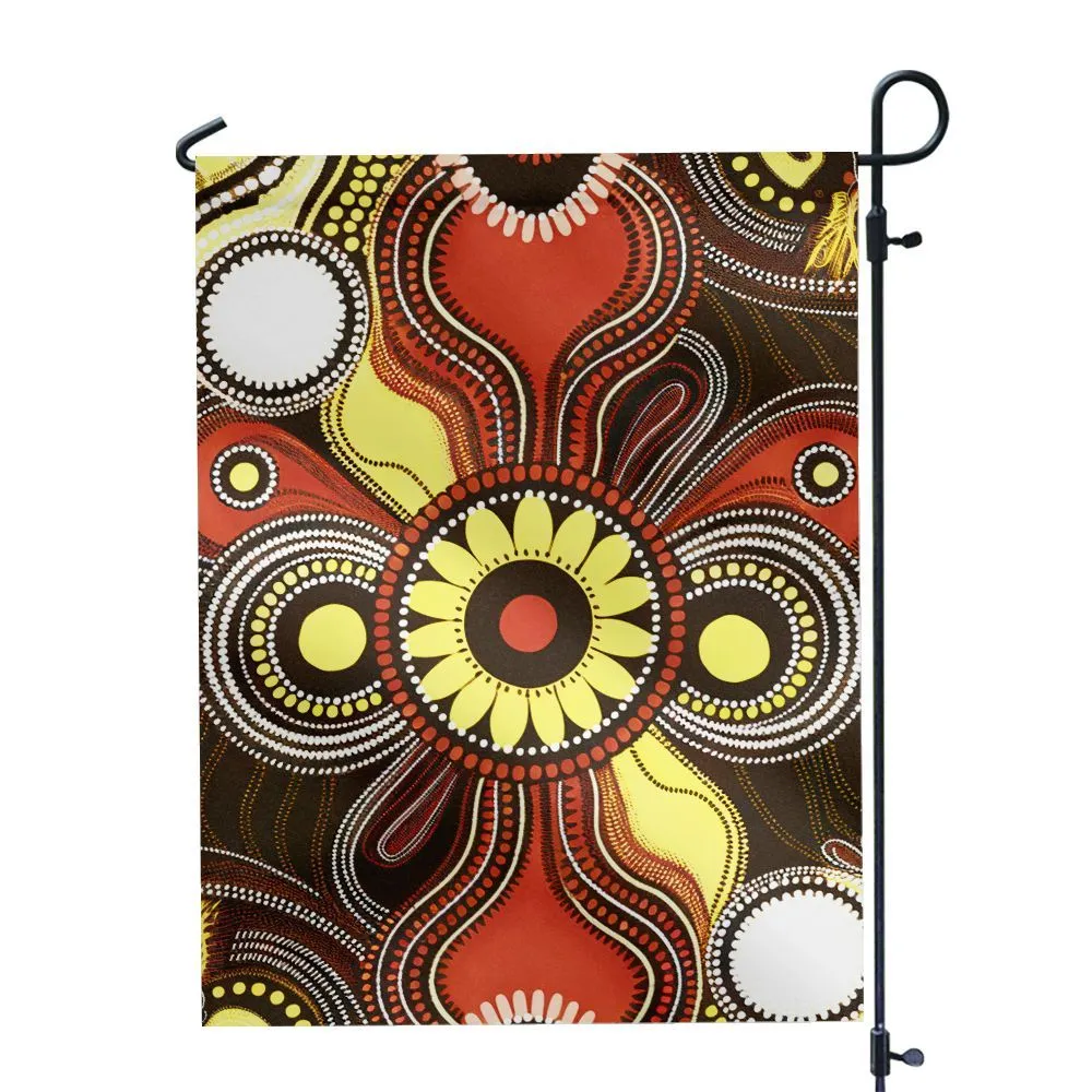Aboriginal Dot Painting Garden Flag Red Earth