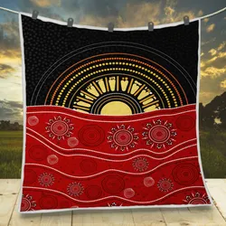 Aboriginal Dot Painting Quilt Sunset Black Red