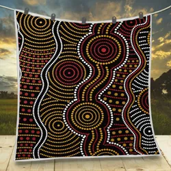 Aboriginal Dot Painting Quilt Waterhole Red And Yellow