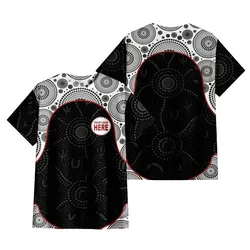 Aboriginal Dot Painting Custom Logo T-Shirt Meeting Place White Black