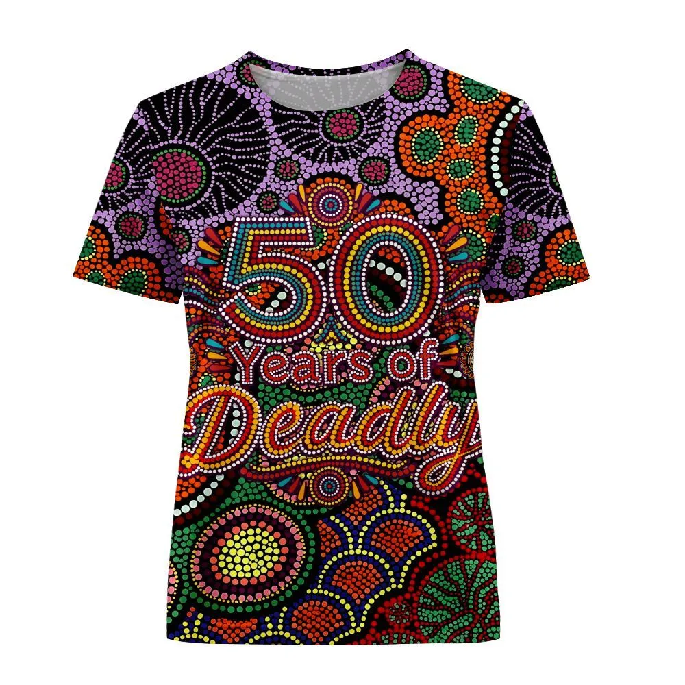 Aboriginal Dot Painting Women T-Shirt NAIDOC Week 50 Years Of Deadly