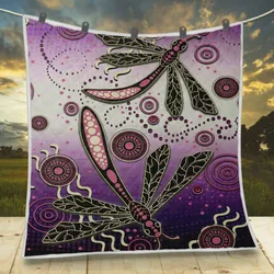 Aboriginal Dot Painting Quilt Dragonfly Mauve Urban