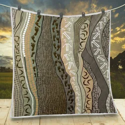 Aboriginal Rarrk Quilt Hunting Grey Brown