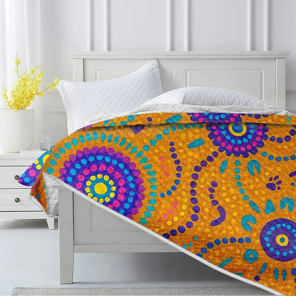 Aboriginal Dot Painting Quilt Waterway Orange