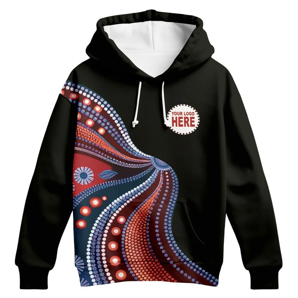 Aboriginal Dot Painting Custom Logo Hoodie Running Water Red Blue Zip Up Hoodie