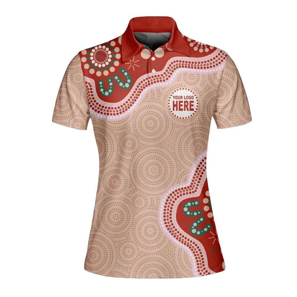 Aboriginal Dot Painting Custom Logo Women Polo Shirt Campsite