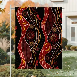 Aboriginal Rarrk Garden Flag Hunting Emu Red