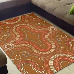 Aboriginal Dot Painting Carpet Rug Red Earth Paths