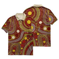 Aboriginal Dot Painting Polo Shirt Circles Of Connection Red