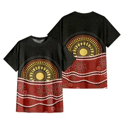 Aboriginal Dot Painting T-Shirt Sunset Black Red