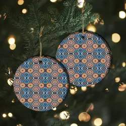 Aboriginal Dot Painting Ornament Running Water Pattern Blue Rarrk Ceramic Ornament