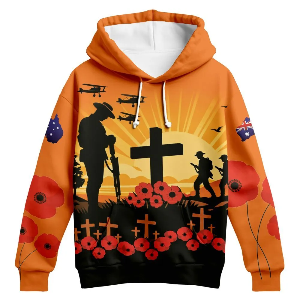 Lest We Forget Hoodie Soldier Memorial Australia Zip Up Hoodie