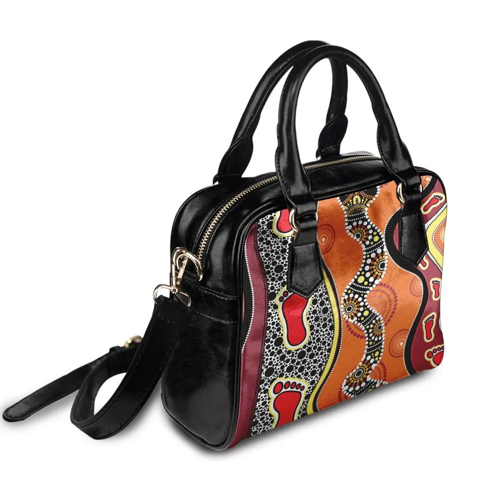 Aboriginal Dot Painting Shoulder Handbag Snake