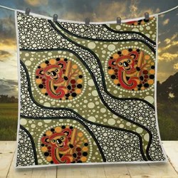 Aboriginal Dot Painting Quilt Koala Olive Green