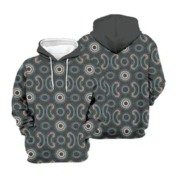 Aboriginal Dot Painting Men's Hoodie Boomerang Pattren Navy Blue Zip Up Hoodie