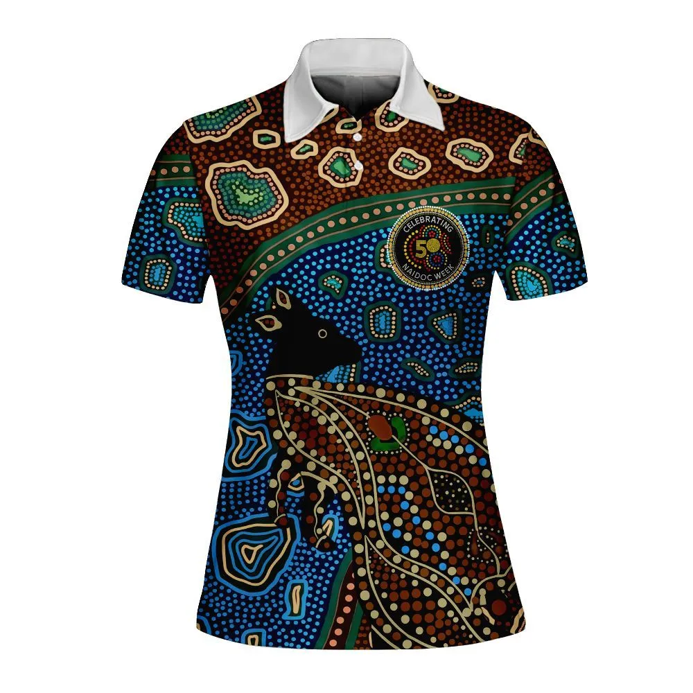 Aboriginal Dot Painting Women Polo Shirt Kangaroo NAIDOC 2026