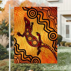 Aboriginal Rarrk Garden Flag Goanna Red Orange
