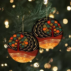 Aboriginal Dot Painting Ornament Tree Red Ceramic Ornament