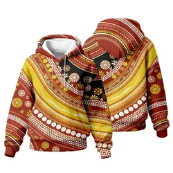 Aboriginal Dot Painting Women Hoodie Running Water Plants Red Yellow Zip Up Hoodie