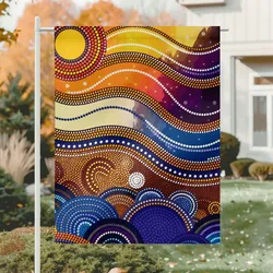 Aboriginal Dot Painting Garden Flag Ocean Journey Blue